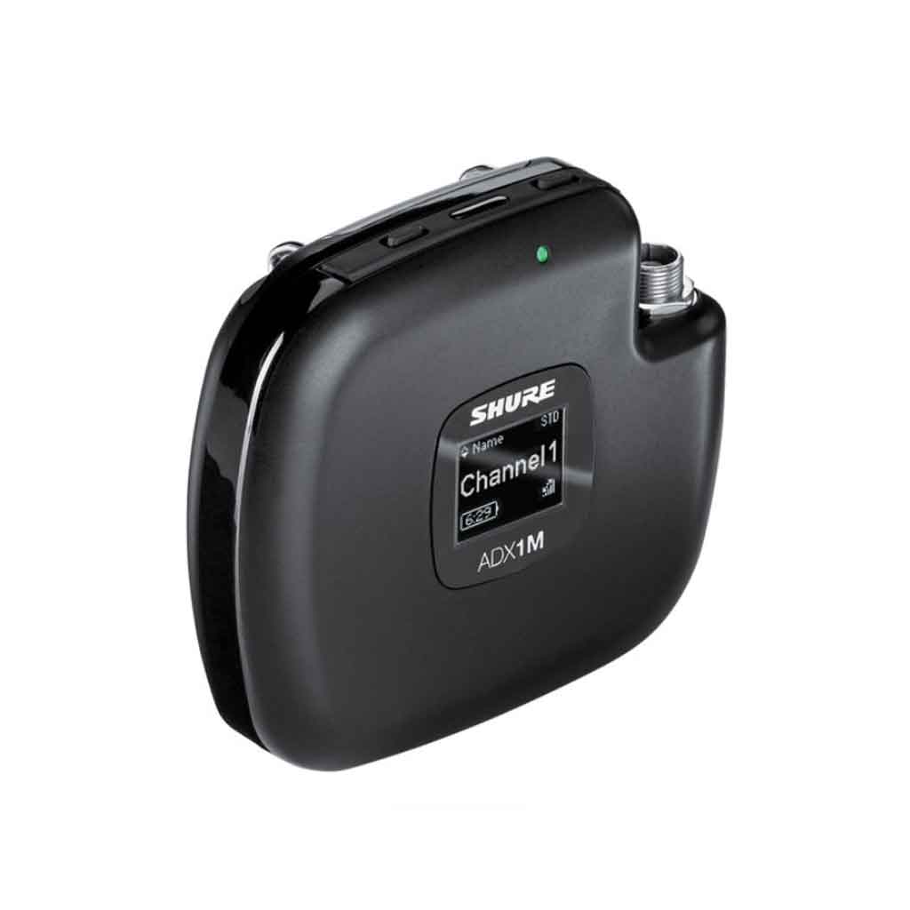 Bộ phát không dây đeo người mini Shure ADX1M Shure ADX1M Micro Bodypack Transmitter – một thiết bị phát không dây siêu nhỏ gọn thuộc hệ thống Axient Digital của Shure,