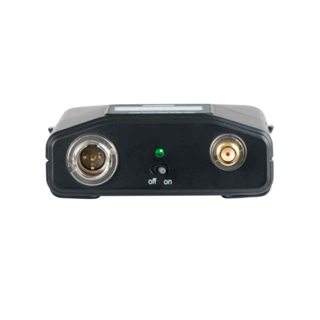Bộ phát không dây Shure ULXD1 hình đang mô tả cổng XLR (trái) Balanced Audio Output (Ngõ ra âm thanh cân bằng)  Dùng để truyền tín hiệu âm thanh chất lượng cao ra mixer, soundcard hoặc thiết bị ghi âm