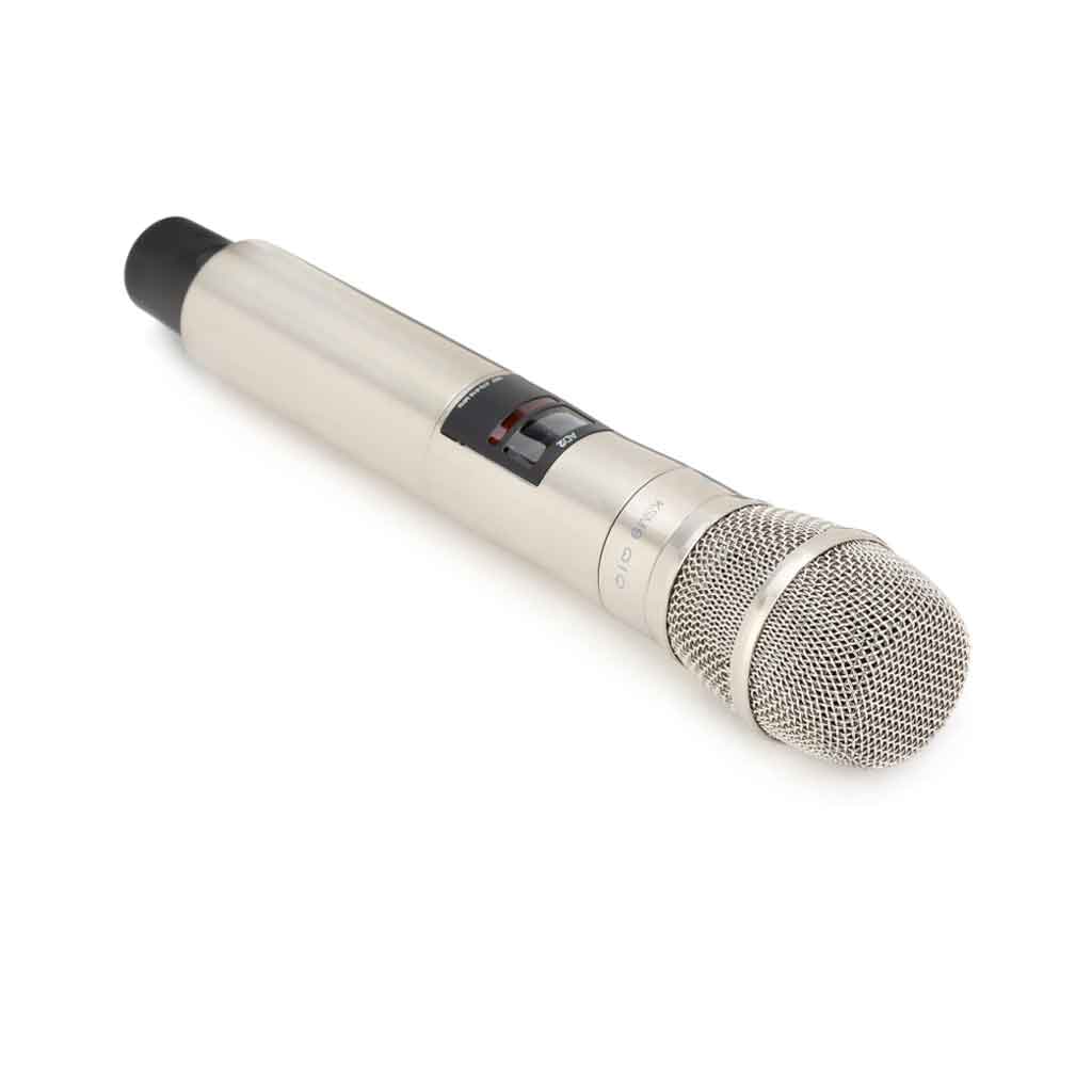 Bộ phát micro cầm tay Shure AD2/K9N hình đang được miêu tả chi tiết thiết kế trang bị màn hình OLED hiển thị