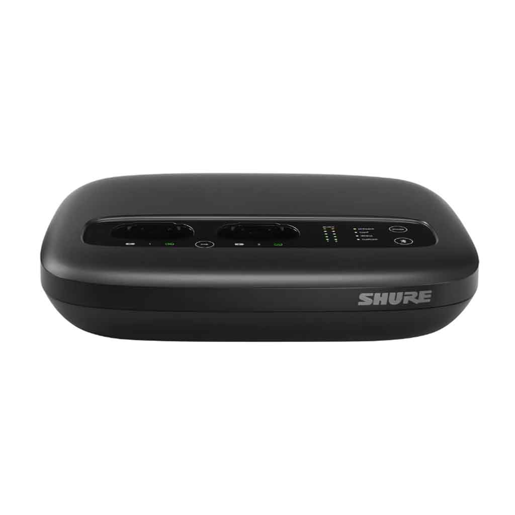 Bộ thu không dây Shure MXWAPXD 2 hình miêu tả với điểm truy cập không dây (Access Point): Kết nối và quản lý tín hiệu của micro, đảm bảo đường truyền ổn định.