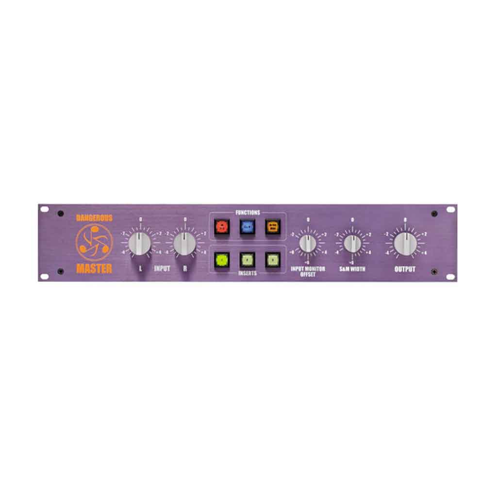 Dangerous Music MASTER Mastering Transfer Console với có thiết kế cụm điều khiển Input (trái): 2 núm vặn lớn cho Input Gain trái/phải (L/R) giúp cân chỉnh mức tín hiệu đầu vào cực kỳ chính xác.