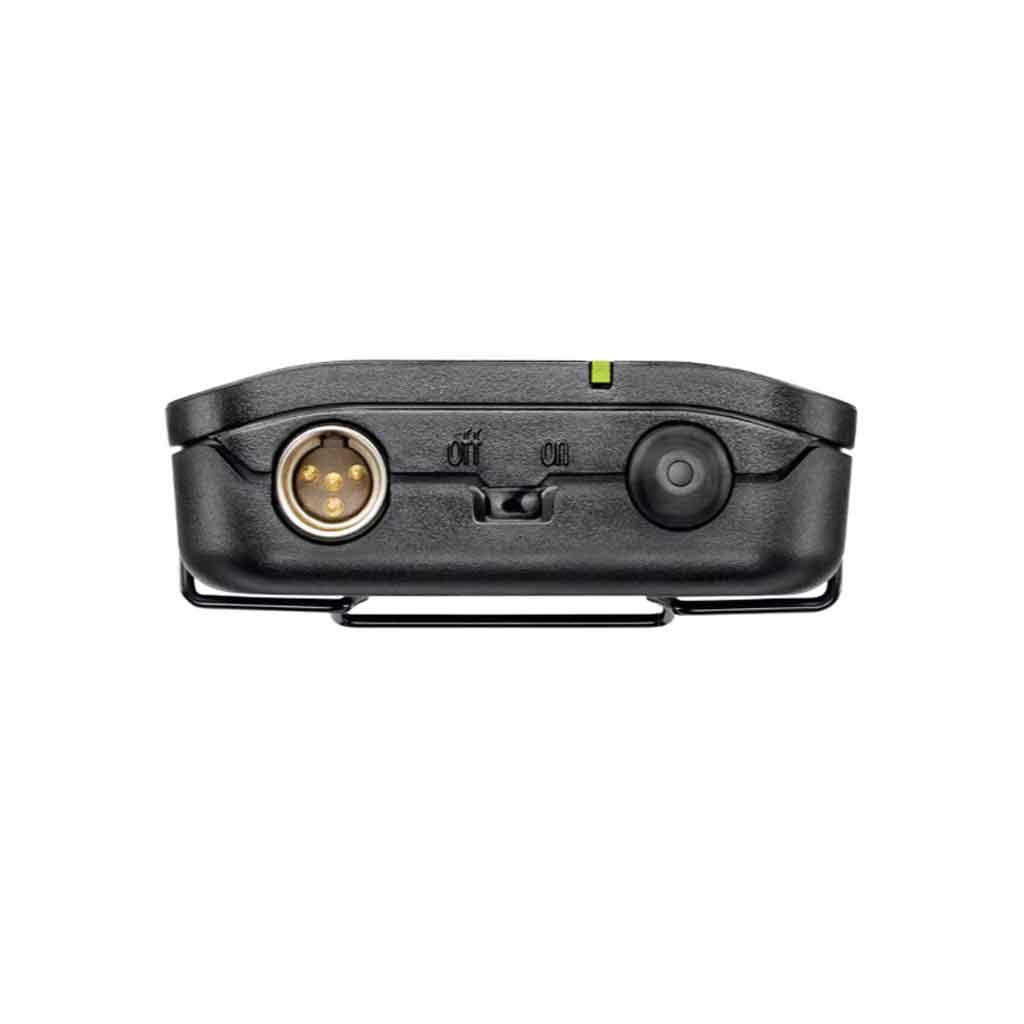 Hệ thống micro cài áo không dây Shure BLX188/CVL với mặt bên trên Có đèn báo kết nối (LED màu xanh lá).  Công tắc bật/tắt ở cạnh bên.