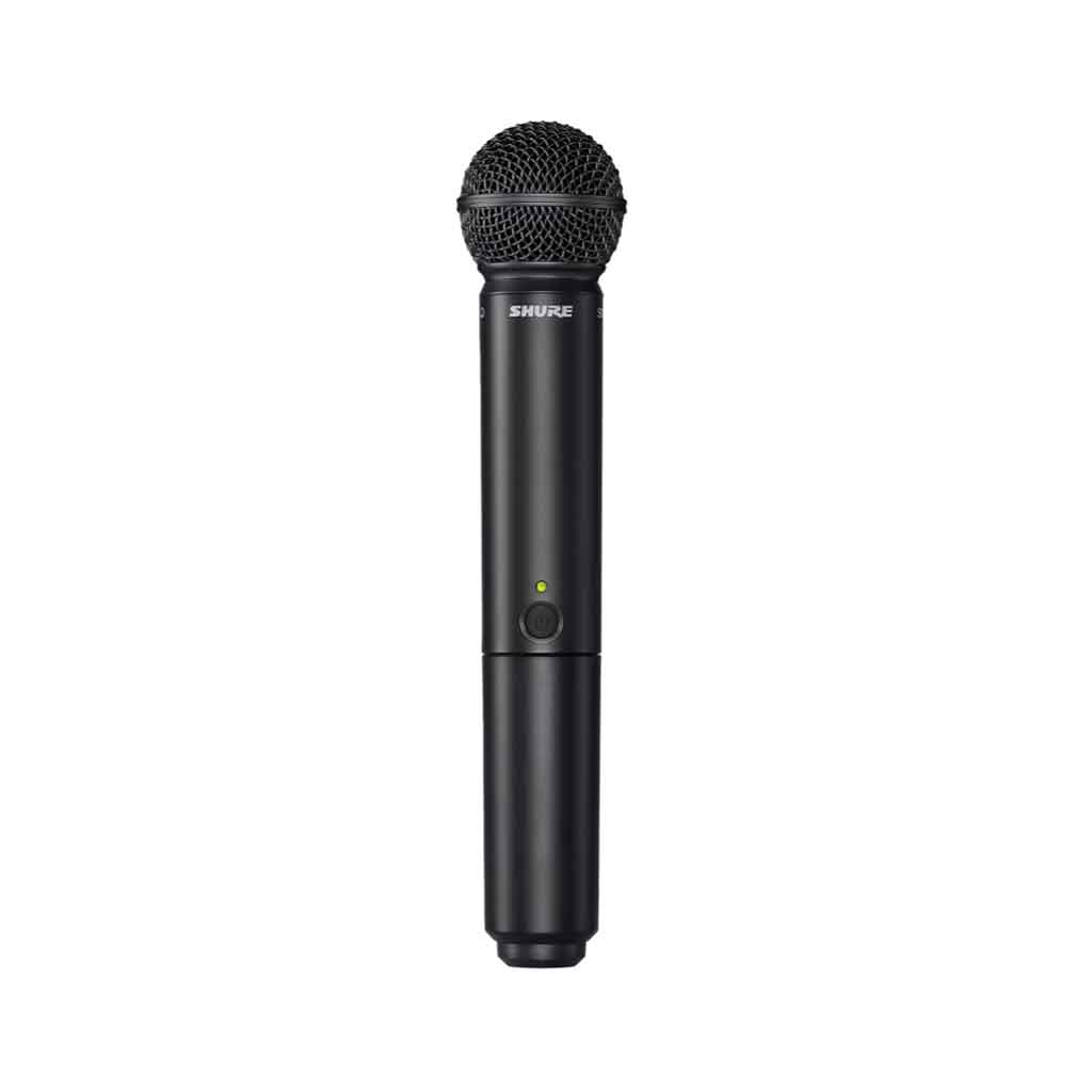 Hệ thống micro không dây cầm tay kép Shure BLX288/SM58 phần đầu micro (lưới chụp micro) Chất liệu: Kim loại lưới chắc chắn, dạng cầu.  Màu sắc: Đen mờ, phủ lớp sơn chống trầy nhẹ