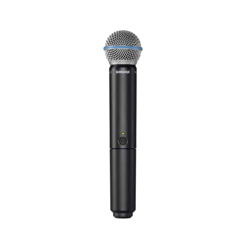 Hệ thống micro không dây cầm tay Shure BLX24R/B58 với có thiết kế lưới kim loại (Grille):  Vỏ ngoài bằng thép không gỉ, mạ bạc; cấu trúc lưới kép (dual mesh) bảo vệ capsule bên trong và giảm nhiễu gió, tiếng “popping