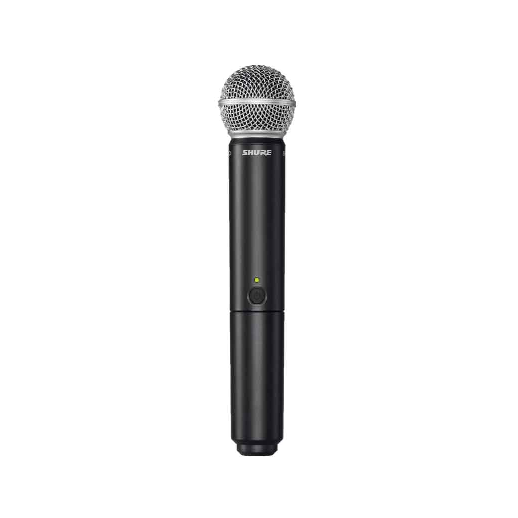 Hệ thống micro không dây cầm tay Shure BLX24R/SM58 với có thiết kế lưới kim loại (Grille):  Vỏ ngoài bằng thép không gỉ, mạ bạc; cấu trúc lưới kép (dual mesh) bảo vệ capsule bên trong và giảm nhiễu gió, tiếng “popping