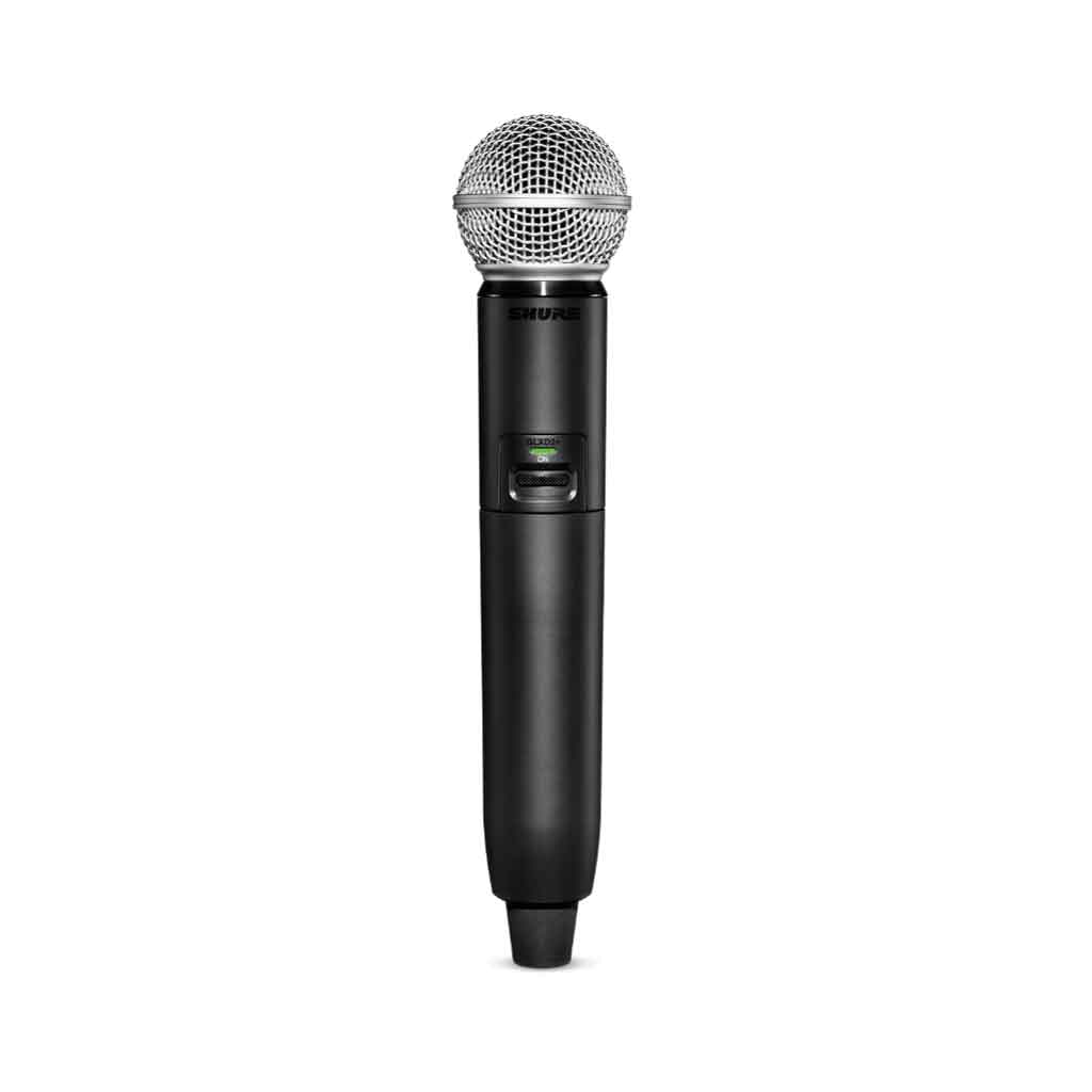 Hệ thống micro không dây kỹ thuật số Shure GLX-D+ với được thiết kế đầu micro (grille) là lưới kim loại hình cầu, màu bạc, giúp bảo vệ củ micro bên trong và giảm âm gió