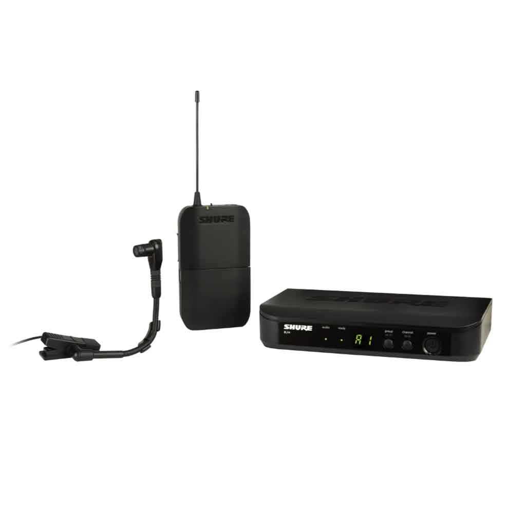 Hệ thống micro không dây Shure BLX14R/B98 hình đang được miêu tả Shure BLX14R/B98 Wireless Instrument Microphone System, một hệ thống micro không dây chuyên dụng dành cho nhạc cụ, đặc biệt là kèn đồng, kèn gỗ, saxophone, trumpet