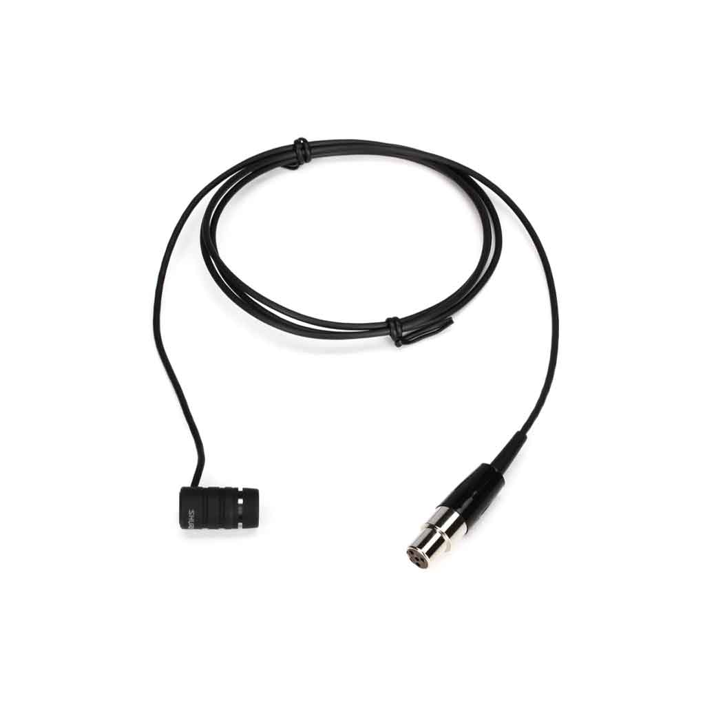 Hệ thống micro không dây Shure QLXD124/85 hình đang được chụp mô tả chi tiết cáp phích cắm đầu vào trong khoảng không nền trắng 