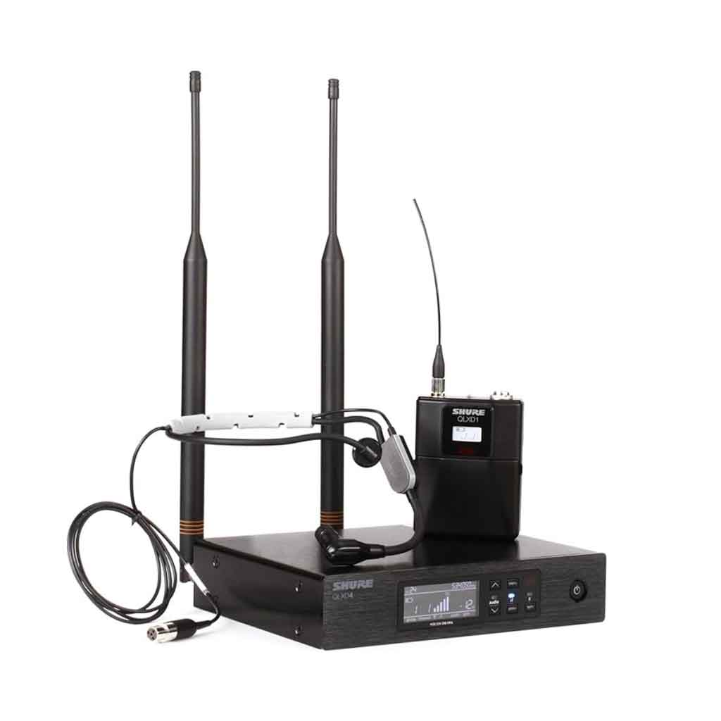 Hệ thống micro không dây Shure QLXD14/85 hình đang được miêu tả Hình ảnh trên là bộ micro không dây đôi cầm tay Shure bao gồm các thành phần chính sau