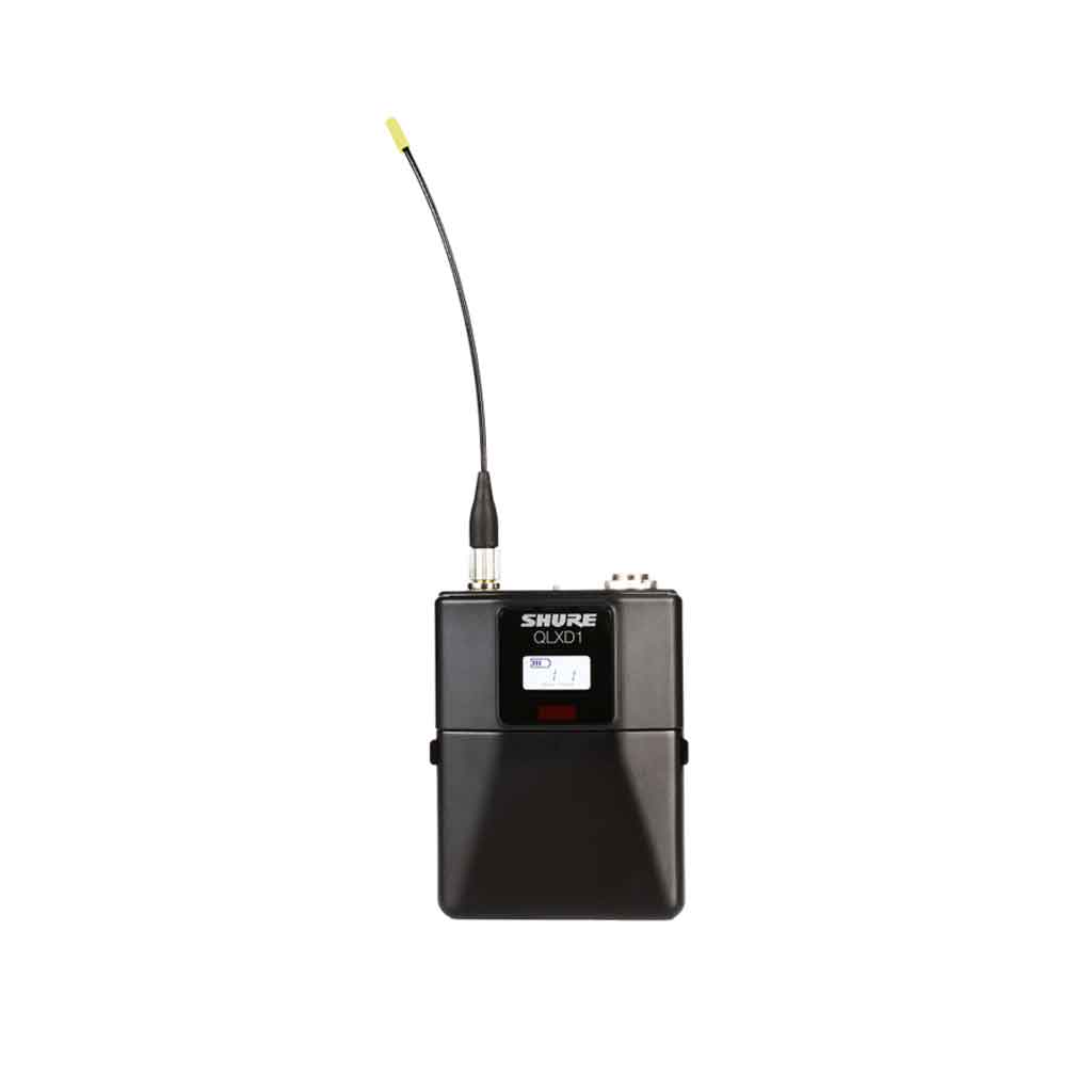 Micro không dây cầm tay Shure QLXD24/B87A hình đang được miêu tả chụp chi tiết mắt sau của micro trong khoảng không nền trắng