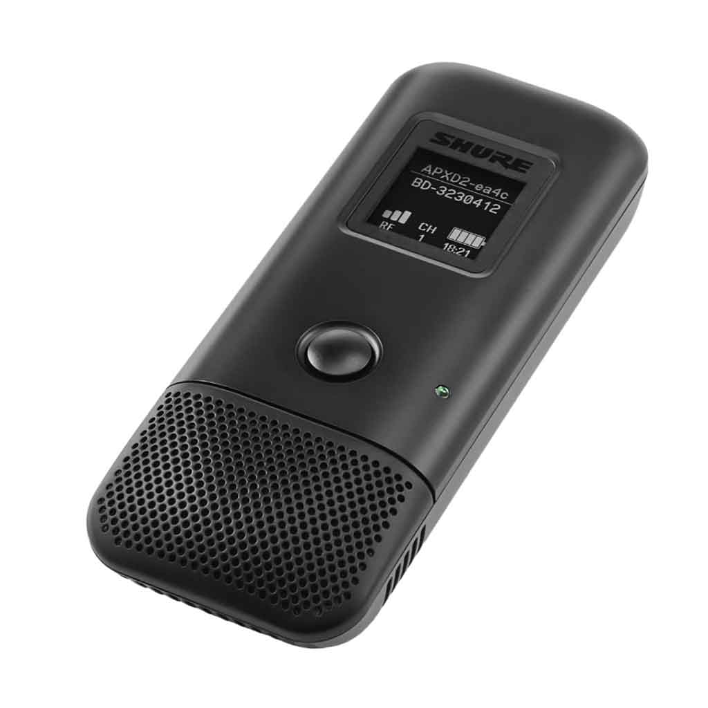 Micro Boundary Shure MXW6X hình miêu tả thiết kế nhỏ gọn, di động  hình khối chữ nhật bo tròn các góc, kích thước tương đương một thiết bị cầm tay nhỏ.