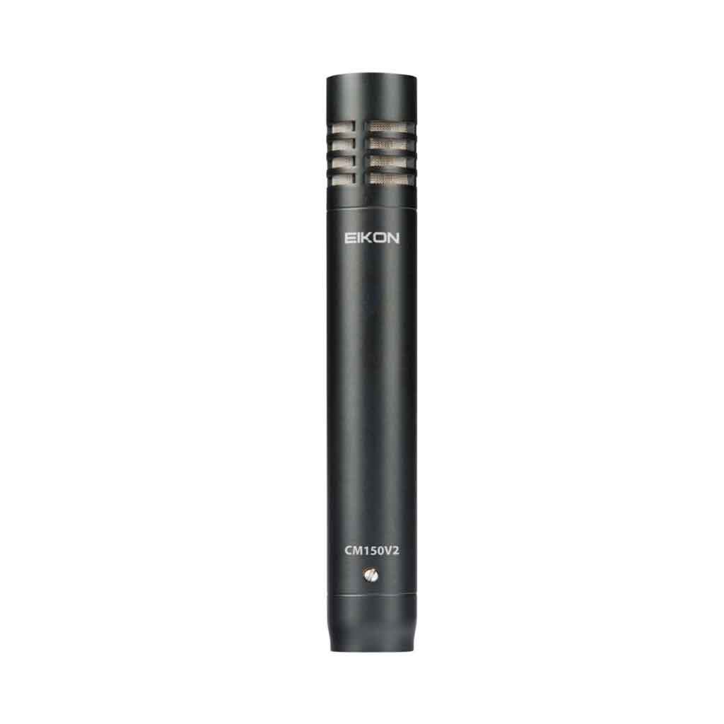 Micro condenser chuyên nghiệp Proel PROFESSIONAL MICROPHONE CM150V2 hình đang được chụp miêu tả micro với có thiết kế màu đen và có logo trắng 