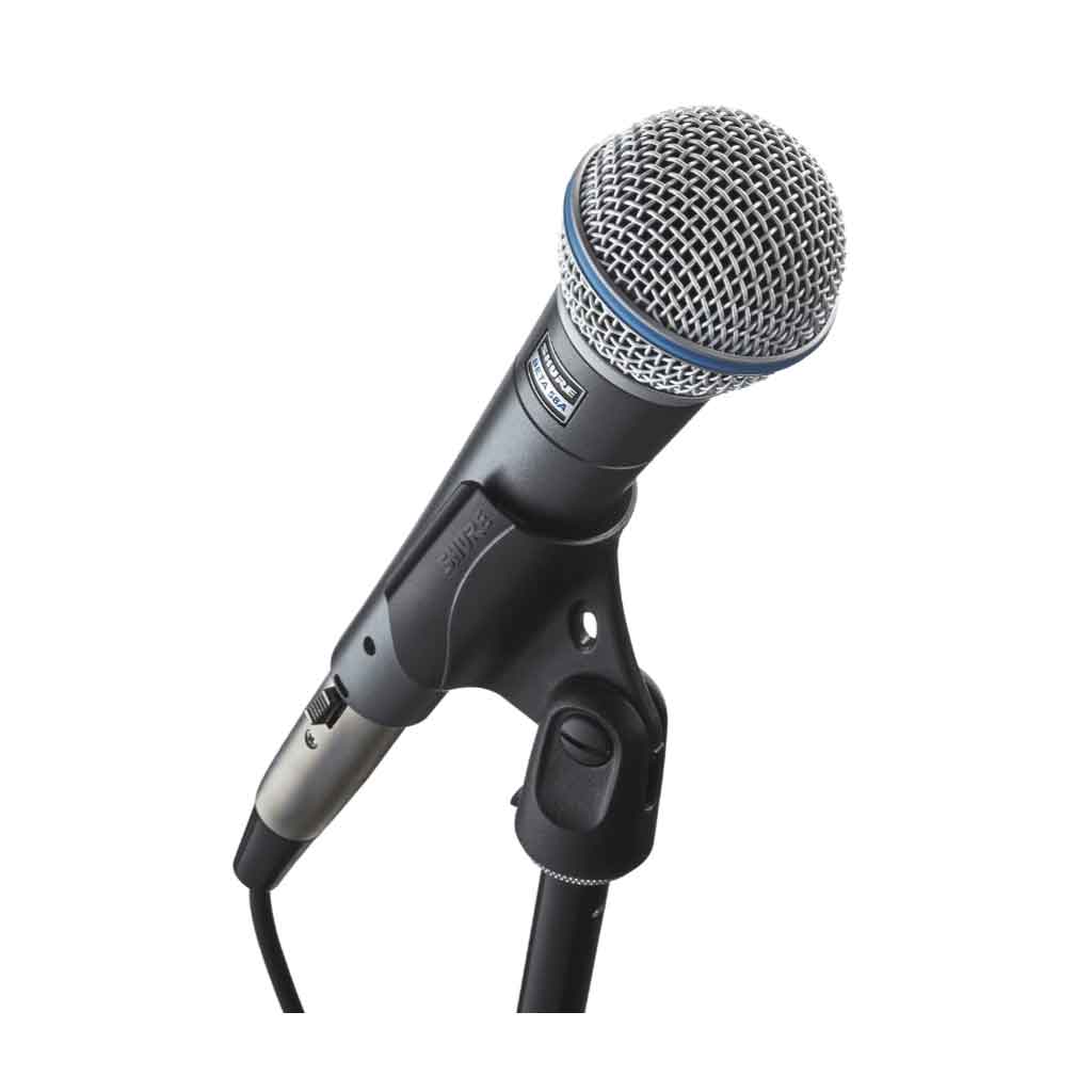 Micro dynamic Shure Beta 58A với được thiết kế Làm bằng kim loại phủ sơn đen nhám – vừa bền, vừa tạo cảm giác cầm chắc tay và không trơn trượt và đang được trên lên chân mic để dễ thu âm 
