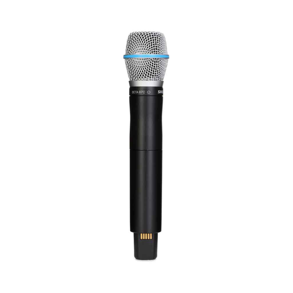 Micro không dây Shure ADX2/B87C với có thiết kế màu sắc thân đen lưới mic màu bạc với vòng xanh đặc trưng của Beta Series