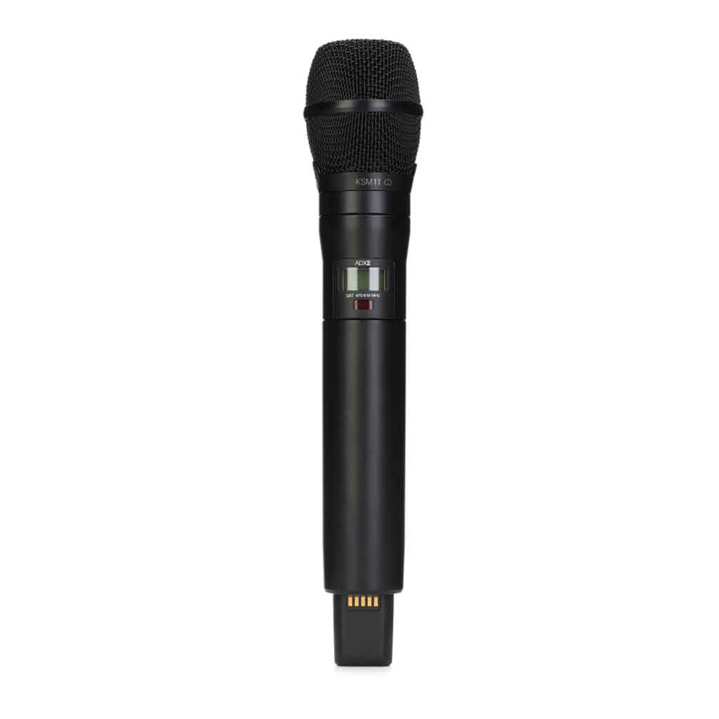 Micro không dây cầm tay Shure ADX2/k-KSM11 hình đang được miêu tả chi tiết shure AD2/KSM11 Wireless Handheld Microphone Transmitter – một trong những mẫu micro không dây cao cấp thuộc dòng Axient Digital của Shure