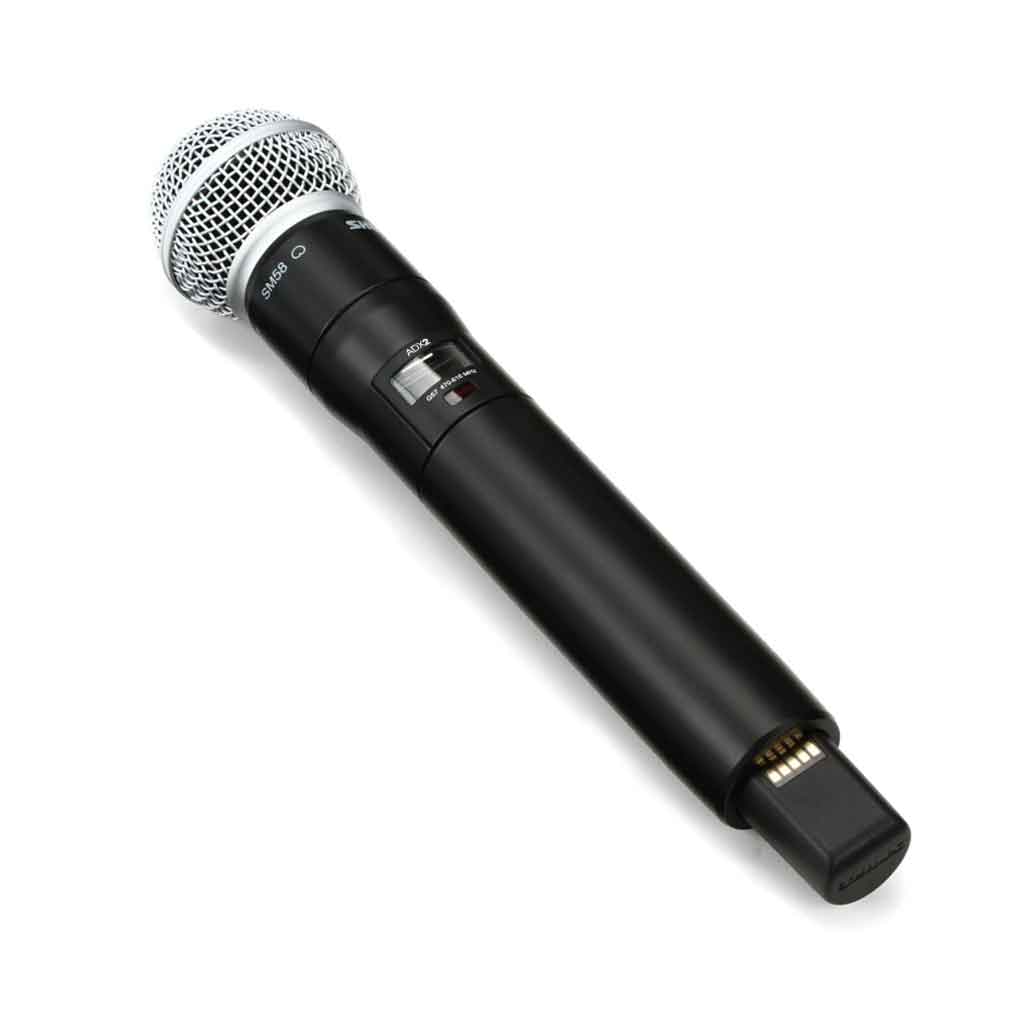 Micro không dây cầm tay Shure ADX2/SM58 với có thiết kế màn hình OLED hiện thị thông tin như: kênh (Channel), tình trạng pin, tên đầu micro, trạng thái kết nối ShowLink 