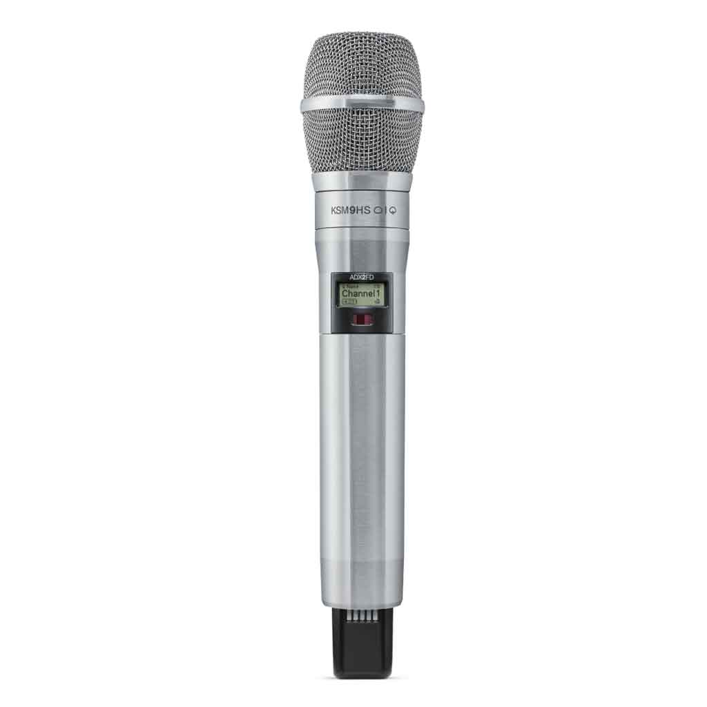 Micro không dây cầm tay Shure ADX2FD/K9HS hình đang được miêu tả shure ADX2FD/KSM9HS Wireless Handheld Microphone Transmitter, thuộc dòng Shure Axient Digital cao cấp