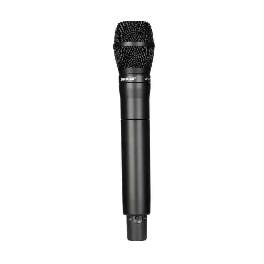 Micro không dây cầm tay Shure ADX2FD/VP68 với thiết kế của micro có màu sắc đen nhám hiện đại, sang trọng