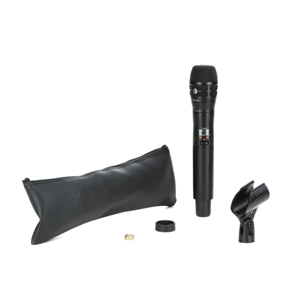 Micro không dây cầm tay Shure ULXD2/K8B hình đang được miêu tả hình đang được chụp miêu tả chi tiết sản phẩm micro có đầy đủ phụ kiện kèm theo