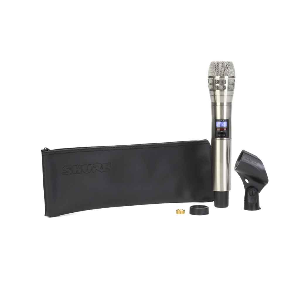 Micro không dây cầm tay Shure ULXD2/K8N hình đang được miêu tả hình đang được chụp miêu tả chi tiết sản phẩm micro có đầy đủ phụ kiện kèm theo