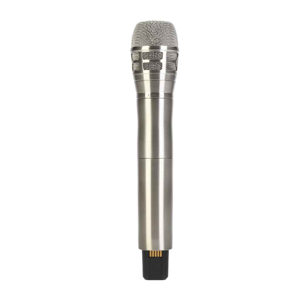 Micro không dây cầm tay Shure ULXD2/K8N hình đang được miêu tả với vỏ kim loại nguyên khối (Nickel finish) – bền, sang trọng, chống nhiễu tốt