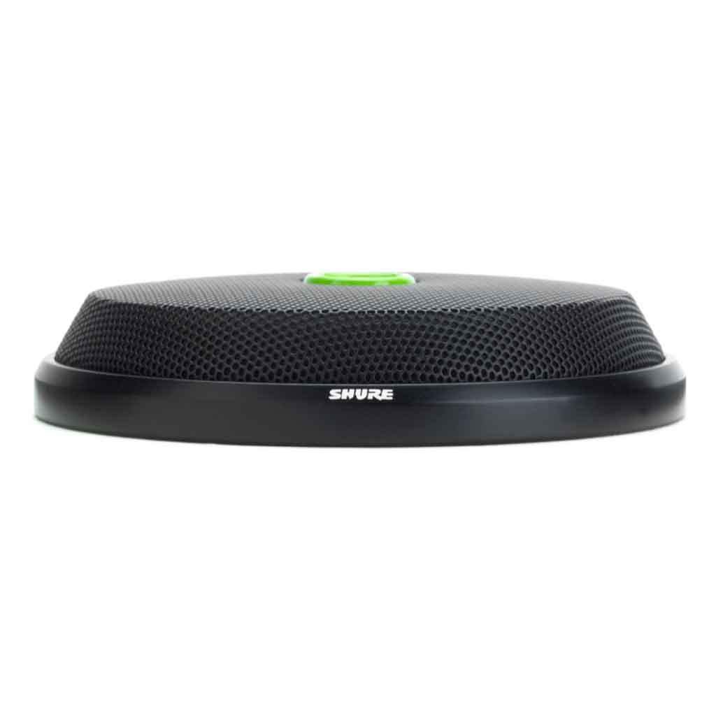 Micro Shure MX396/C-TRI Tri-Element hình dang được chụp micro miêu tả góc nghiêng và đang được đặt trong khoảng không nền trắng 