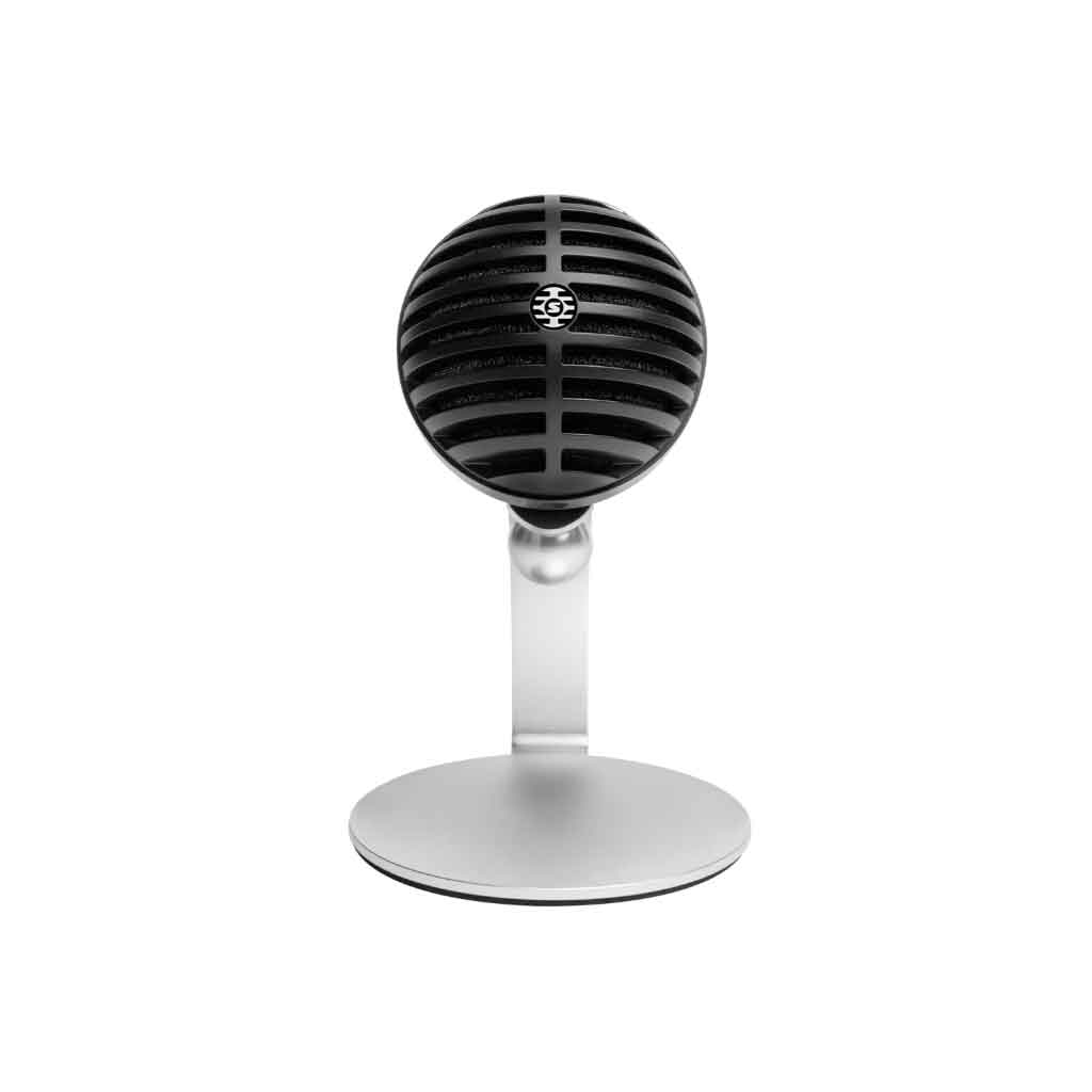 Micro USB Shure MV5c sản phẩm trong hình là micro Shure MV5C, một micro condenser kỹ thuật số, thiết kế dành riêng cho việc họp trực tuyến, thu âm tại nhà và phát podcast