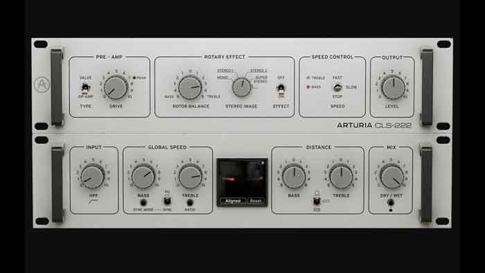 Plug-in Arturia Rotary CLS-222 hình đang được chụp sản phẩm từ góc chính diện với tông nền phía sau màu đen