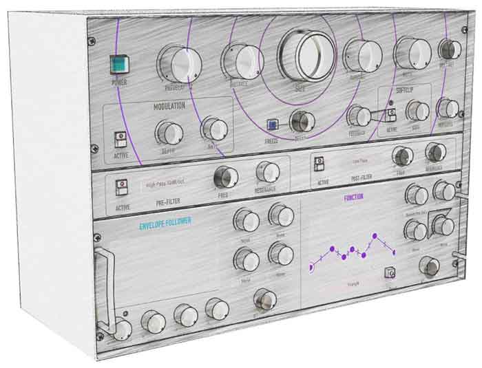 Plug-in Arturia Intensity Reverb hình đang mô tả chi tiết bản vẽ của sản phẩm 