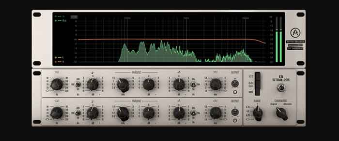 Plug-in cân bằng Arturia EQ Sitral-295 sản phẩm đang được chụp từ góc chính diện và có nền đen 
