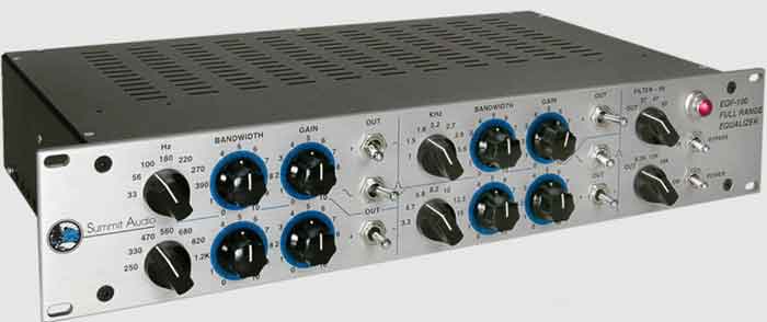 Summit Audio EQF-100 sản phẩm đang được chụp từ góc trên xuống 