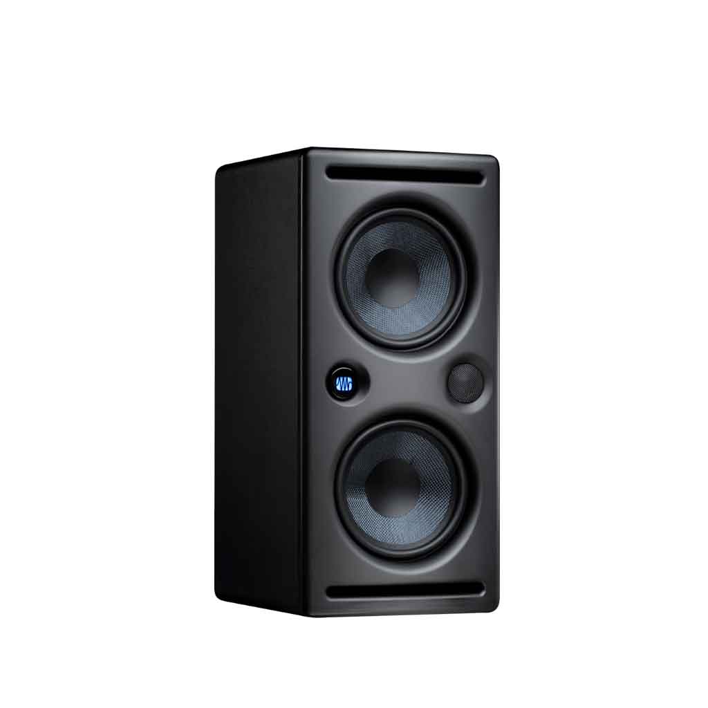 PreSonus® Eris® E66 Studio Monitor Cấu trúc loa Midwoofer-Tweeter-Midwoofer (MTM) Gồm 2 loa mid/bass (woofer) kích thước 6.5 inch, đặt ở trên và dưới, sử dụng màng Kevlar dệt màu xám than, chống rung hiệu quả, tăng độ chính xác tần số trung-trầm.