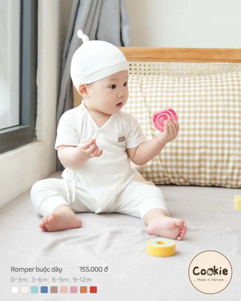 Mũ tròn sơ sinh 0-6m có chóp Cookie