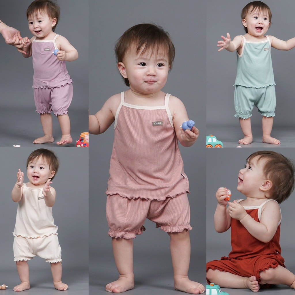Bộ hai dây quần phồng bé gái Cookie