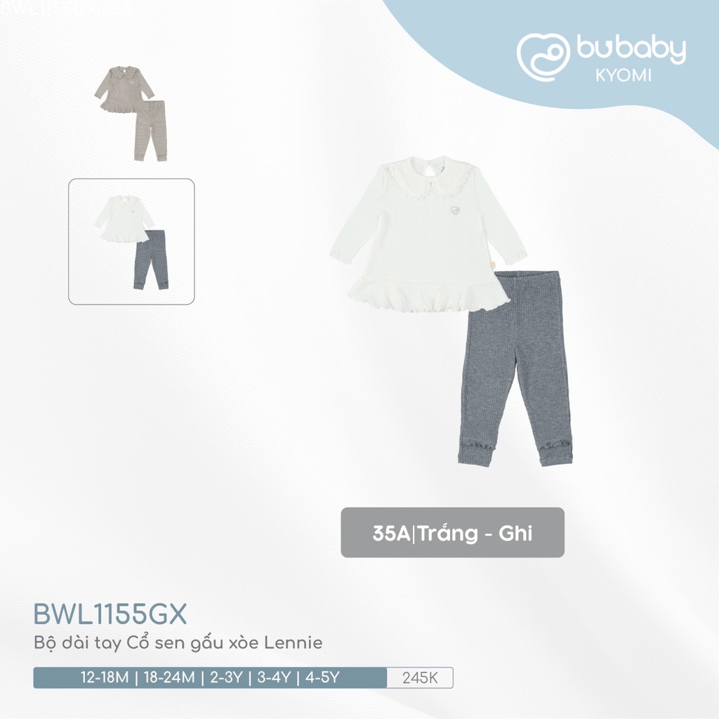 (12M-5Y) Bộ dài tay cổ sen gấu xoè Lenie cho bé gái - Bu Baby