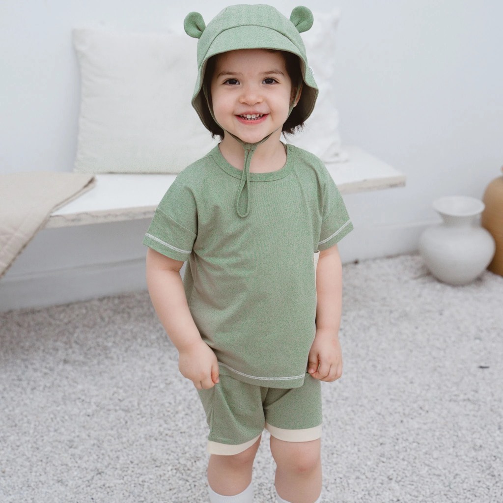 (6M-3Y) Bộ quần áo cộc tay quần đùi túi ốp Muda - Bamco BBC1301A1 BU Baby