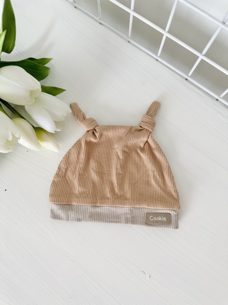 Mũ tròn sơ sinh 0-6m dáng ốc sên phối bo Cookie