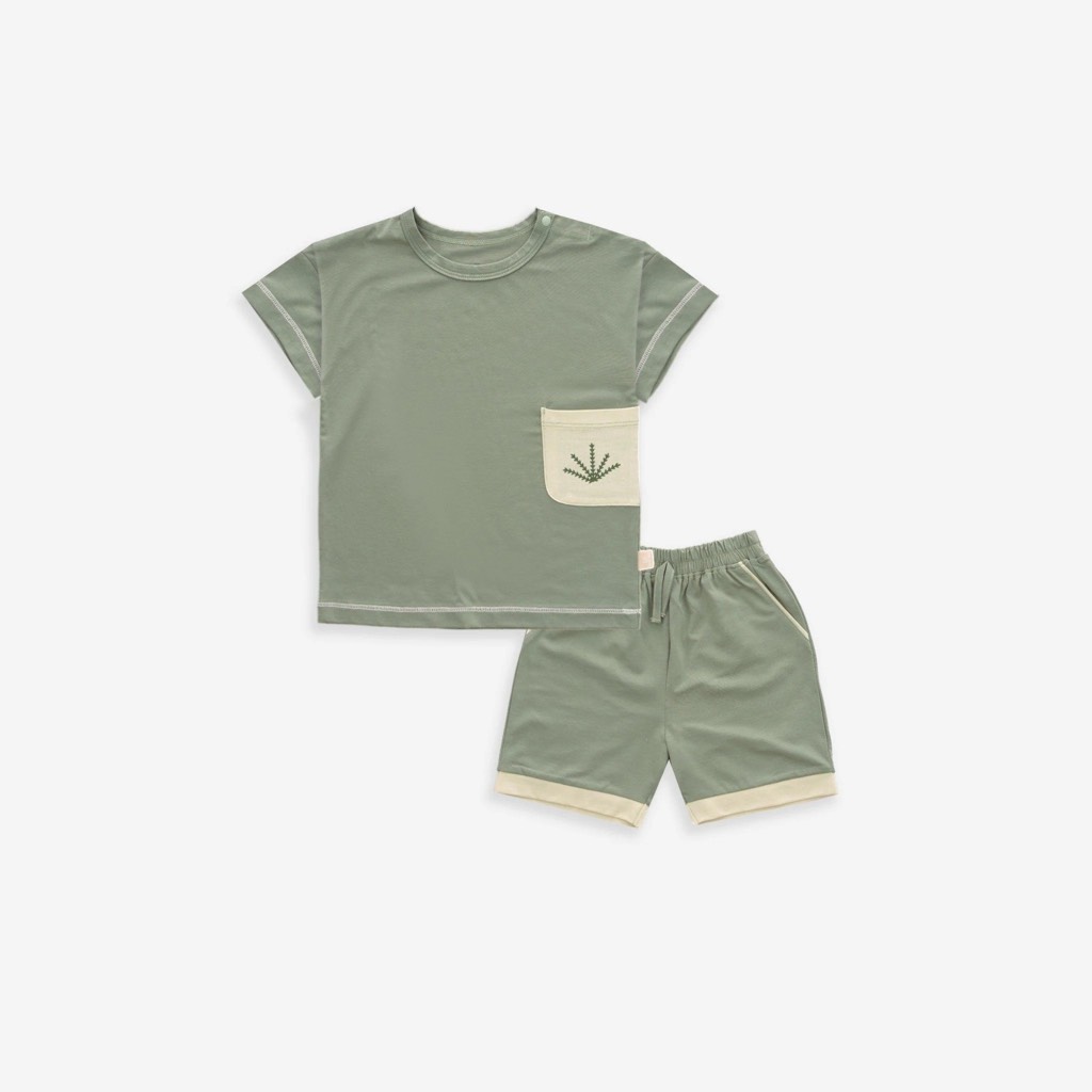 (6M-3Y) Bộ quần áo cộc tay quần đùi túi ốp Muda - Bamco BBC1301A1 BU Baby