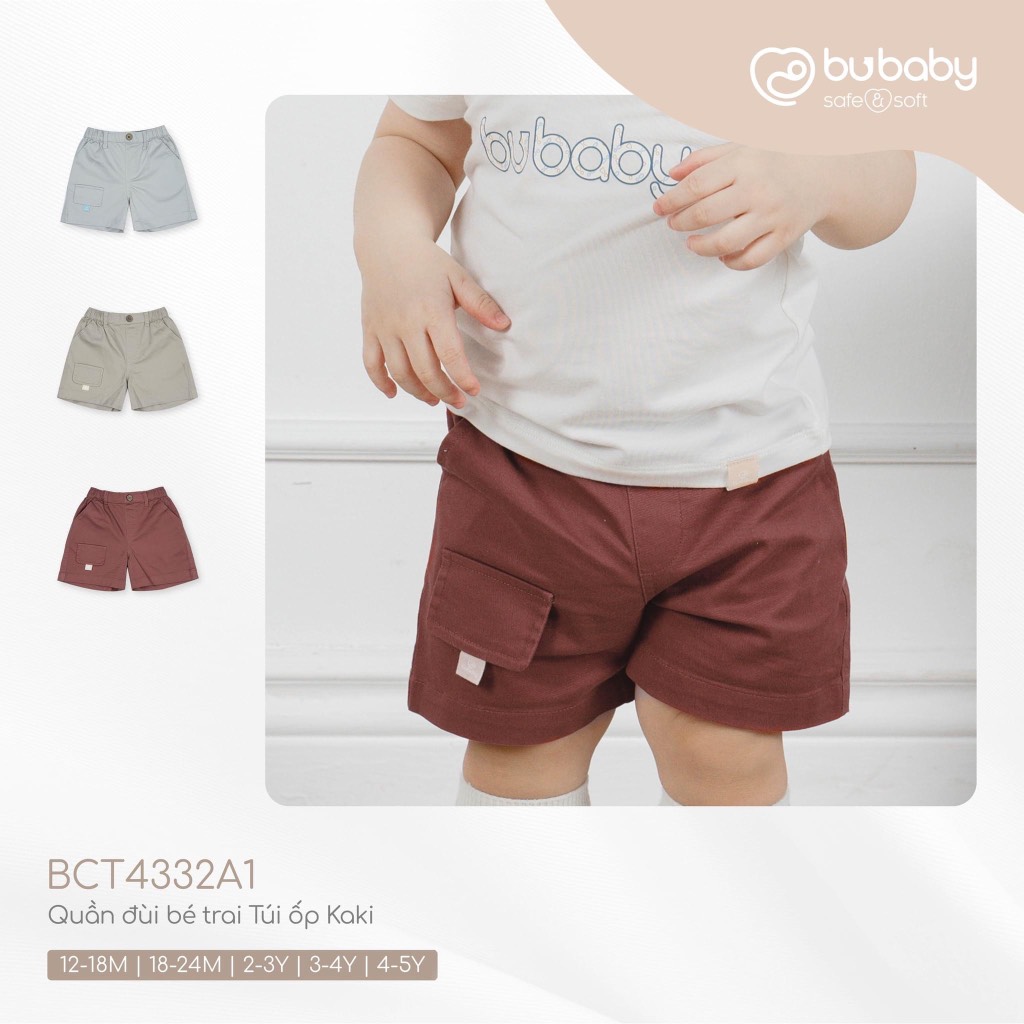 Quần đùi kaki túi ốp bé trai Bubaby
