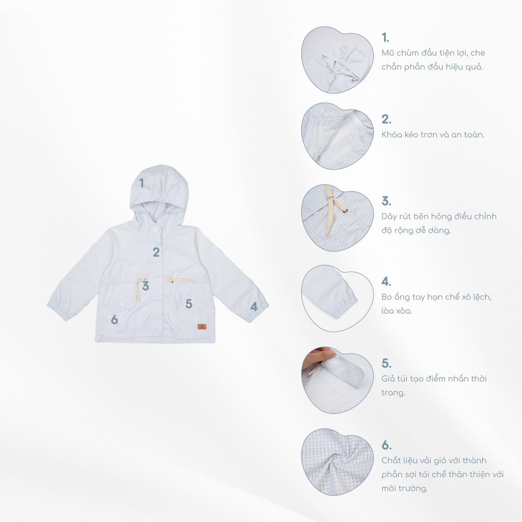 Áo khoác gió dài tay khóa giữa Winie - BWI311100 Bu Baby