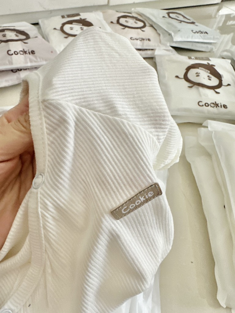 Bộ dài tay cài giữa quần lưng thấp 0-3m Cookie