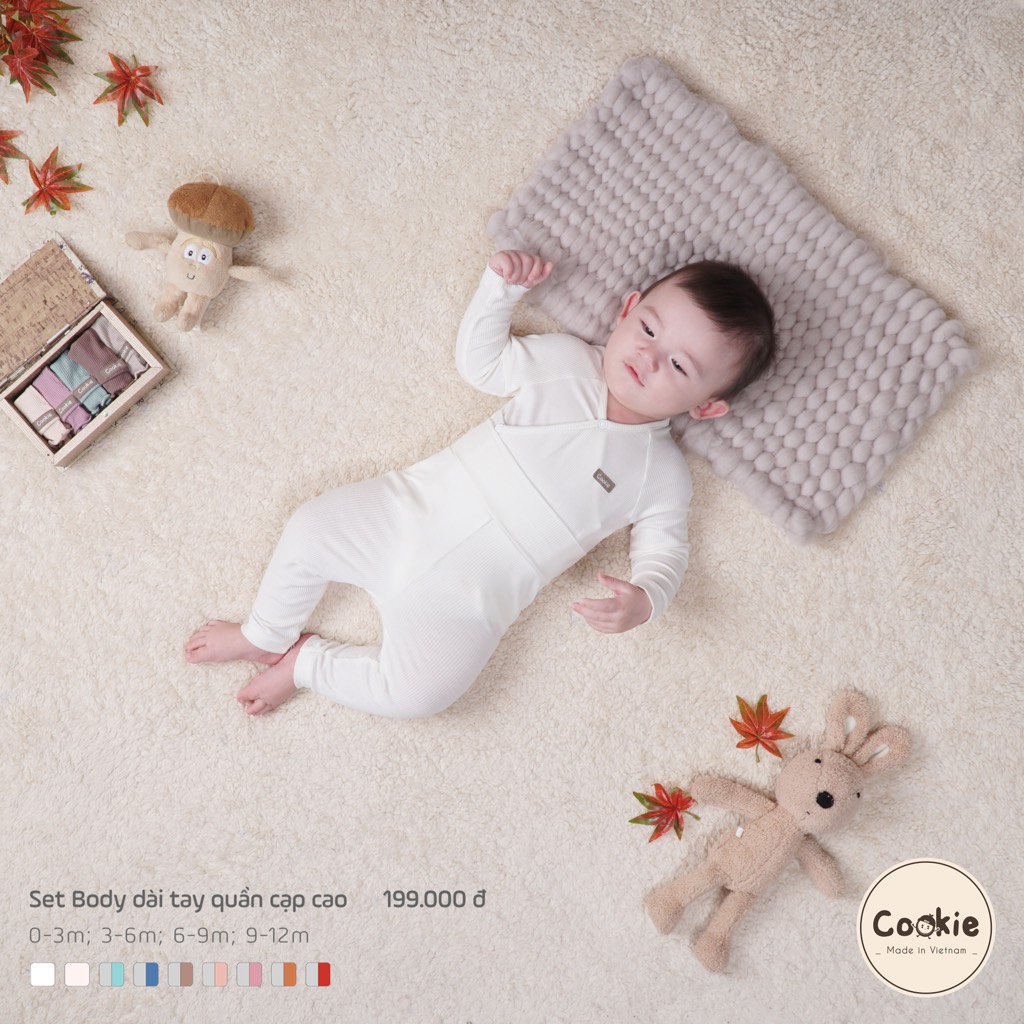 Set Body chip dài tay kèm quần cạp cao Cookie