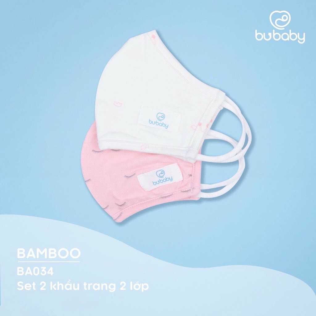 Set 2 khẩu trang cho bé vải sợi tre Bu Baby