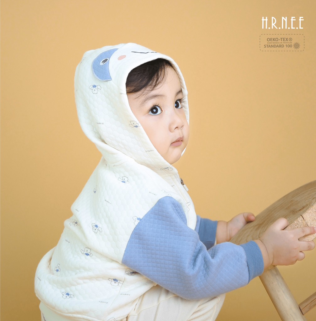 Áo khoác chần bông mũ tai gấu - Hình ếch cốm cho bé - Hrnee