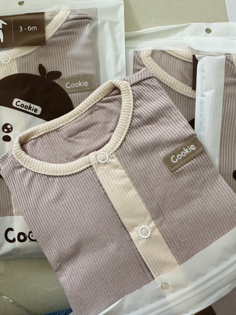 Bộ dài tay cài giữa quần cạp cao sơ sinh 0-3m Cookie