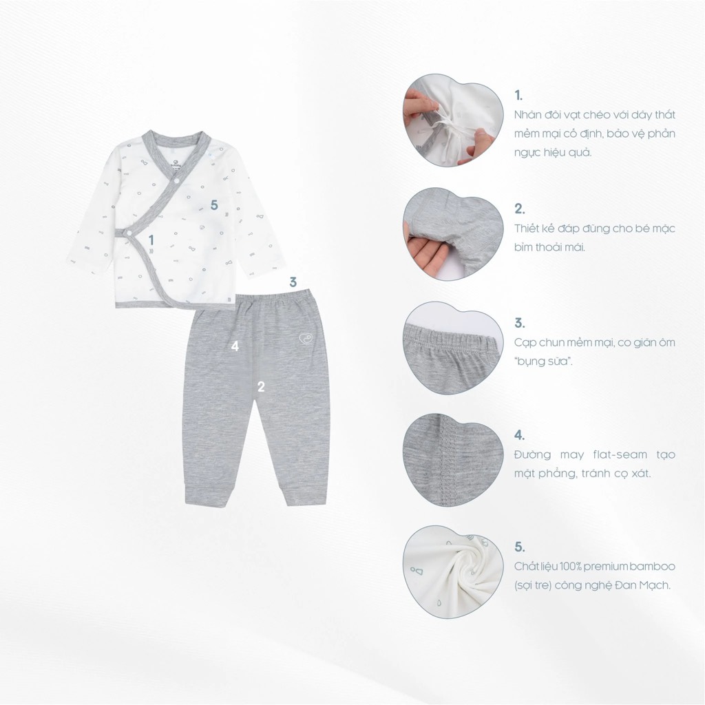 Bộ dài tay cài chéo Signature Bambus Bubaby