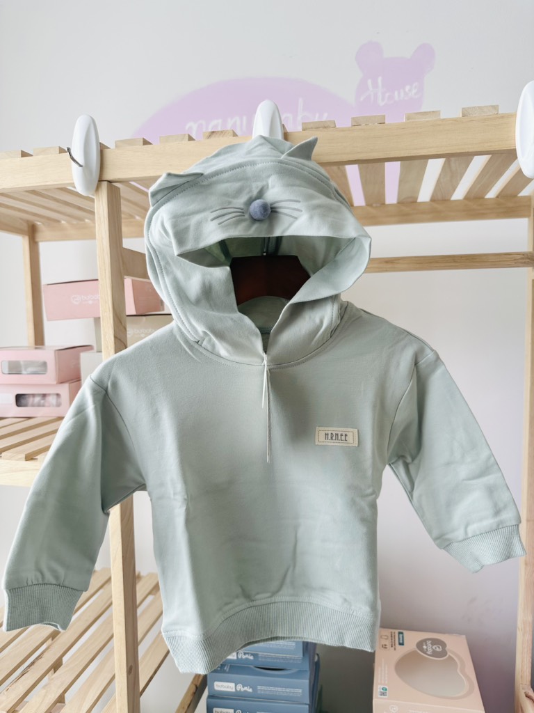 (6M-4Y) Áo khoác Hoodie tai mèo cho bé từ Hrnee - Chống nắng, cản gió, giữ ấm điều hoà thân nhiệt