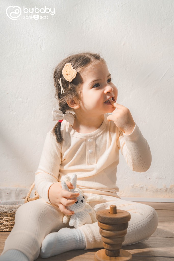 (12M-5Y) Bộ dài tay cổ trụ Bu Siro Jacquard - BU Baby