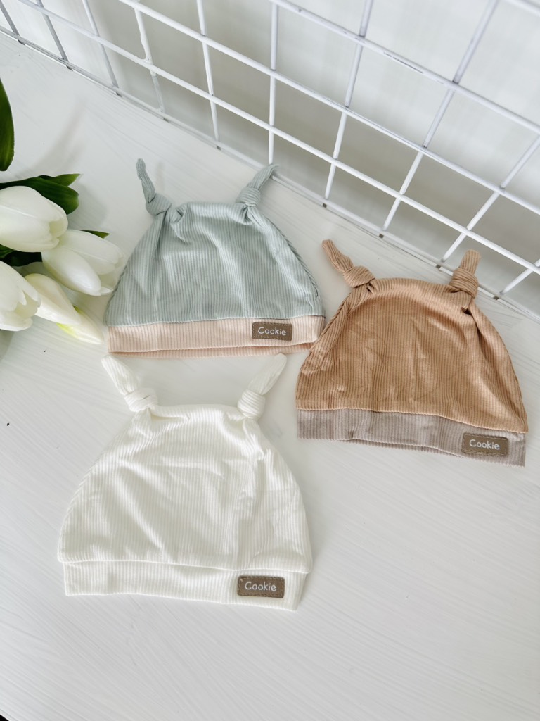 Mũ tròn sơ sinh 0-6m dáng ốc sên phối bo Cookie