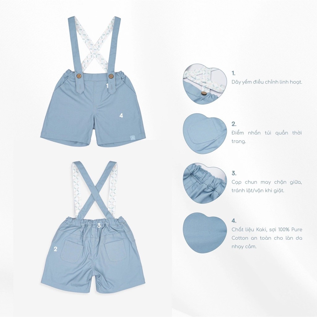 Quần yếm đùi bé trai kaki bubaby